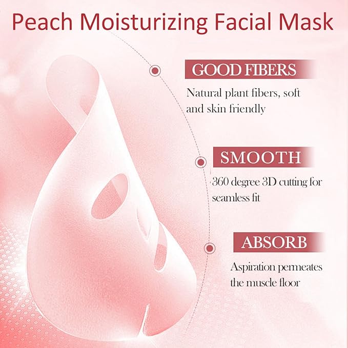 Peach Skincare Sets For Teen Girls, Complete Skin Care Routine With Facial Moisturizer, Face Cleanser, Face Mask, Peach Serum, Hand Cream & Toner, 7-In-1 Facial Skincare Set For Women-Velvo Beauty