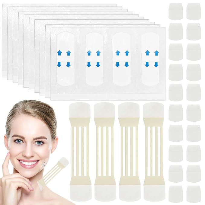braxan 60 Pcs Neck Tape Lifting Invisible Set: Neck & Face Lift Tape Invisible - for Double Chin Jowls Eyes Sagging Skin, Special Events & Makeup-Friendly Use, Visible Results In Seconds-Velvo Beauty