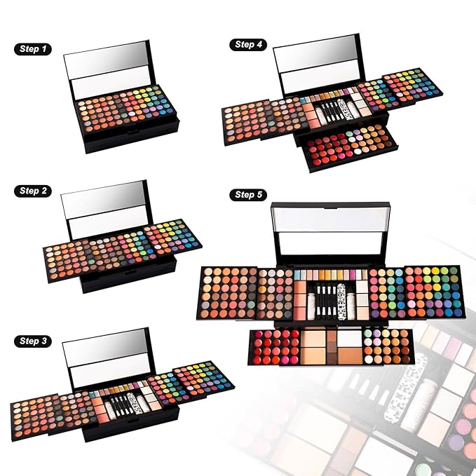 M 187 Colors Professional Makeup Palette - All-in-One Kit With Eye Shadows, Lipsticks, Mascara, Foundations, Blushes, Brow Pencils, Nail File - Makeup Gift Set for Women and Girls-Velvo Beauty