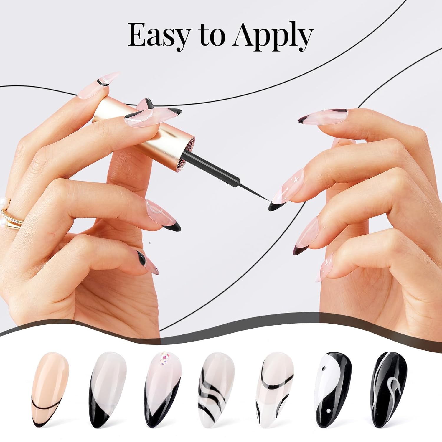 beetles Gel Polish Liner Gel Nail 7ml Classic Black Gel Polish Art Paint for Nails Built,Thin Line Nails Art Brush in Gel Pens UV LED Soak off Comic Nails Manicure DIY Gift for Women-Velvo Beauty