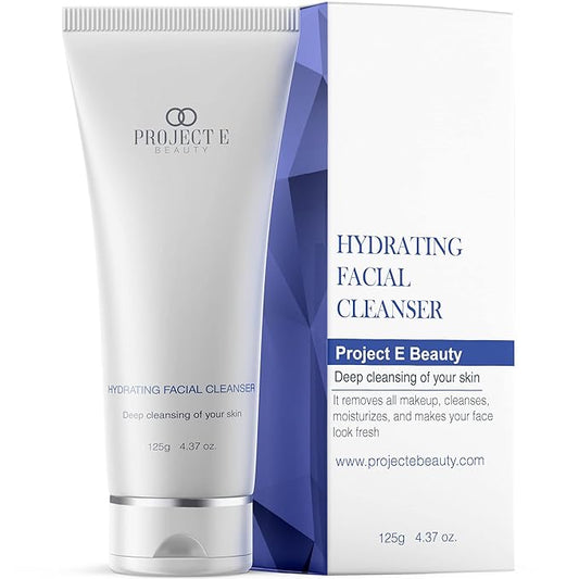 Project E Beauty Hydrating Facial Cleanser Gentle Cleansing | Removes Dirt, Oil & Makeup | Moisturizes & Hydrates | Brightens Complexion | Non-Foaming Formula | For All Skin Types | 125g-Velvo Beauty