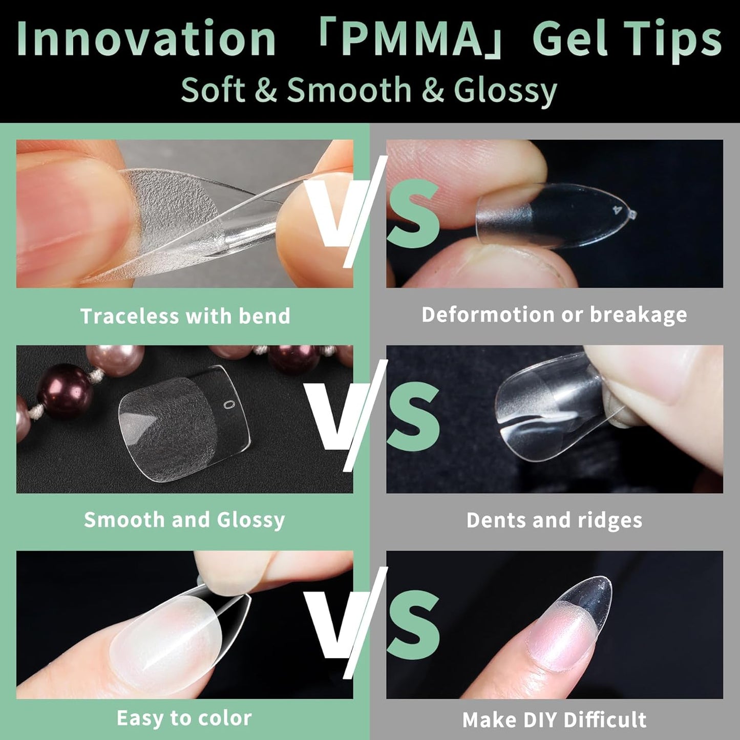 Extra Short Square Nail Tips, 216pcs Acrylic Soft Fake Nails Gel Nail Tips, Full Cover Pre-Shaped Matte Clear Press on Nails for Extension, Diy at Home Manicure 12 Sizes-Velvo Beauty