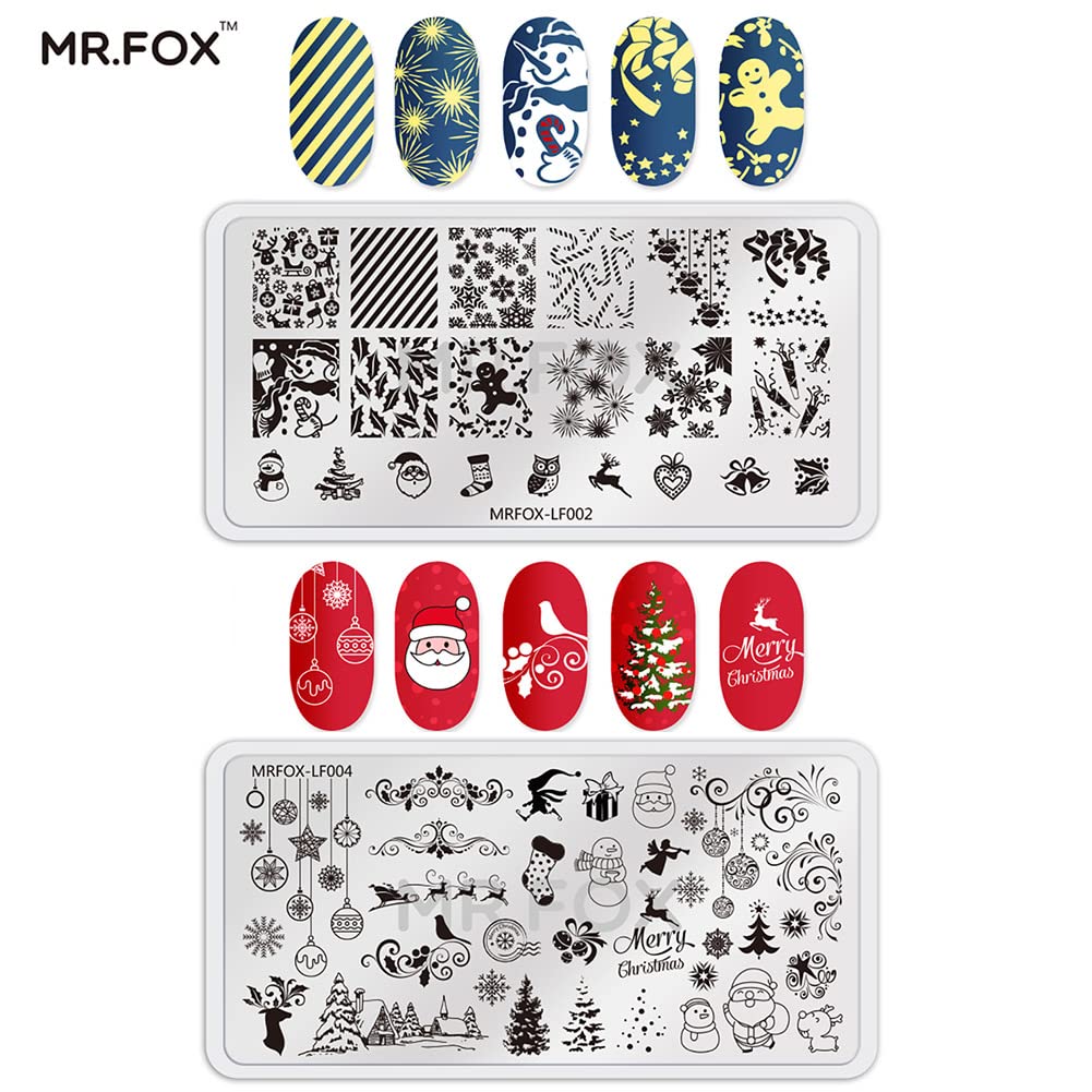MRFOX Nail Print Board Set Christmas Snow and Lightning Theme Pattern Leaf Nail Art DIY Stamping Template-Velvo Beauty