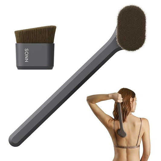 SONN Self Tanner Brushes - Body and Face Kabuki Brush Applicator for Fake Tan, Lotion, Makeup, and Sunscreen, Back Brush Applicator for Sunless Tanner and cream (Combo Pack)-Velvo Beauty