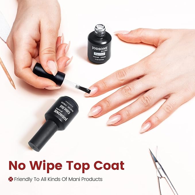 JODSONE 15ML Top Coat Gel Polish High Gloss Shine Finish Long Lasting Gel Nail Polish Professional Manicure Home DIY No Wipe-Velvo Beauty