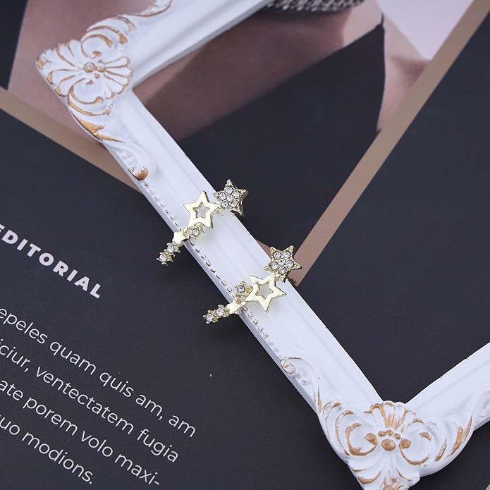 Boho Cz Star Ear Crawler Earrings Crystal Star Climber Earrings Gold Star Stud Earrings Vintage Cluster Star Earrings Jewelry for Women-Velvo Beauty