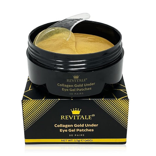 Gold under EYE Collagen Gel Mask, Nourishes, Firms & Hydrates, Puffy Eyes & Dark Circles, Hyaluronic Acid (30 Pairs - Jar)-Velvo Beauty