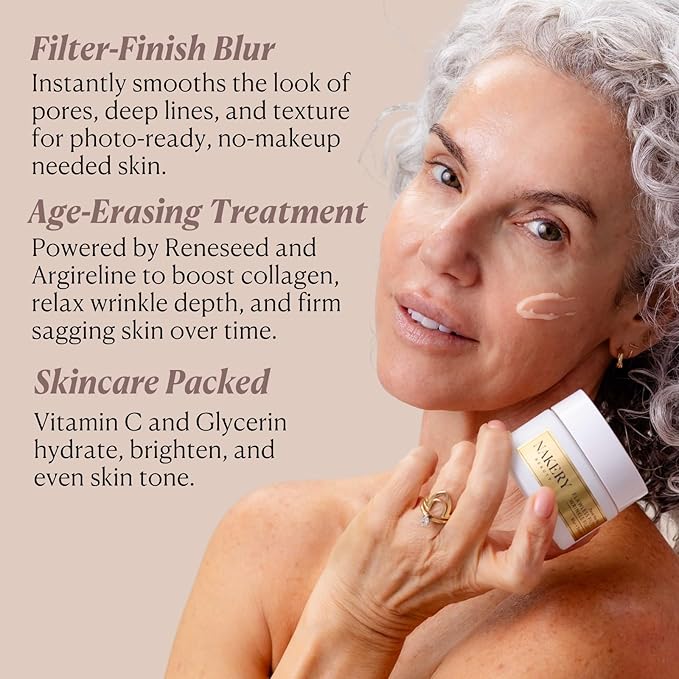 Nakery Pave The Way Flawless Filter Wrinkle Filler, Anti Aging Face Cream for Women, Instantly Smooths Deep Wrinkles, Blurs Imperfections, Skin Tightening Primer, Clinically Proven Formula Made in USA-Velvo Beauty