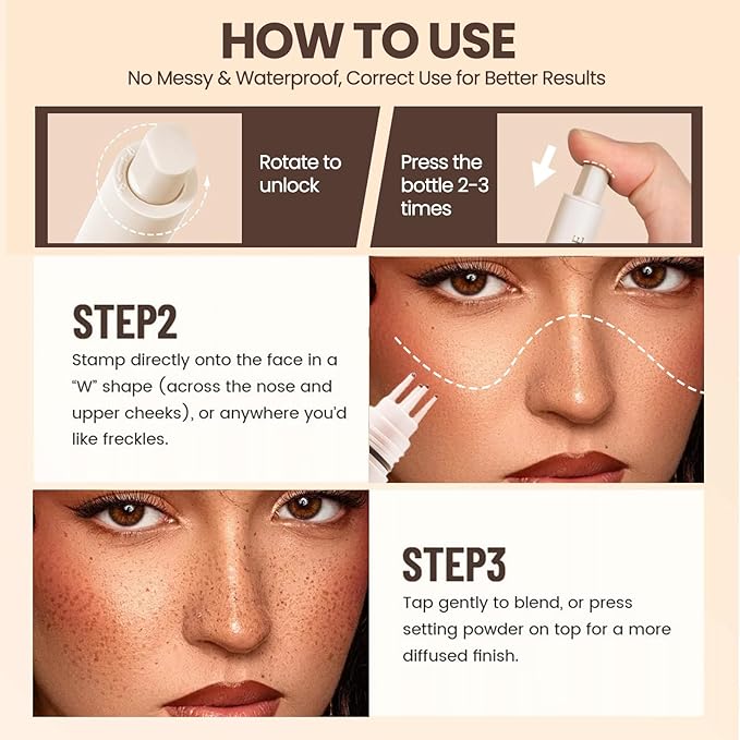 Freckle Stamp Pen, Fake Freckle Stamp Makeup Tool, Faux Freckle Stamp with Quick Dry 5-Point Multi-Prong Soft Tip, Waterproof & Long Lasting Lifelike Sunkissed Face Freckle Makeup (1# Light)-Velvo Beauty