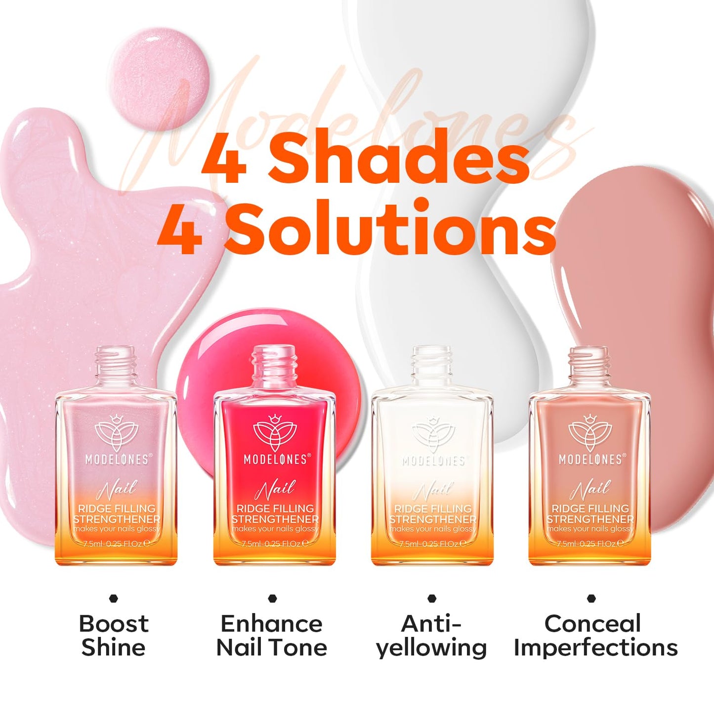 modelones Nail Strengthener Kits Milky White Glitter Pink Nude Nail Polish Sets Nail Repair for Damaged Nails Strengthener and Growth for Thin Weak & Damaged Nail Care Kit for Women 4 Pcs Gifts Sets-Velvo Beauty