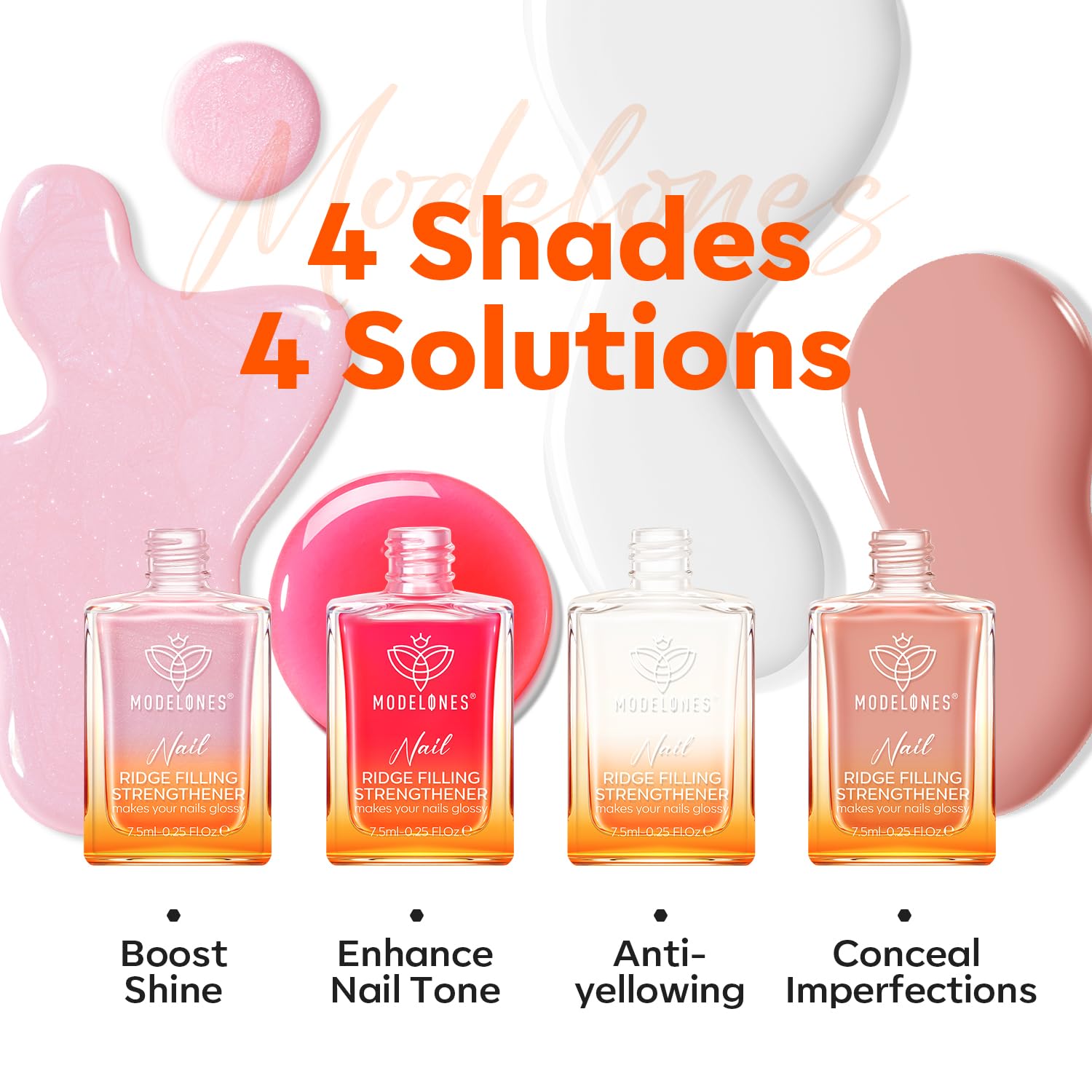 modelones Nail Strengthener Kits Milky White Glitter Pink Nude Nail Polish Sets Nail Repair for Damaged Nails Strengthener and Growth for Thin Weak & Damaged Nail Care Kit for Women 4 Pcs Gifts Sets-Velvo Beauty