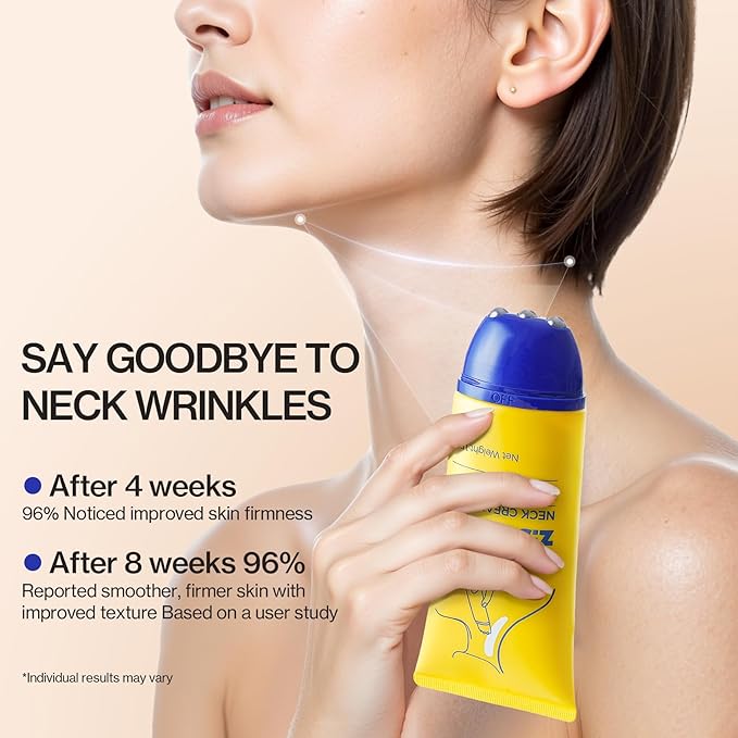 Z:SEA Neck Firming Cream with Roller - Anti-Aging Treatment, Hydrating & Tightening with Collagen, Vitamin C, Hyaluronic Acid, Reduces Wrinkles, Lifts & Firms Skin for Youthful Look, 5.29 fl oz-Velvo Beauty