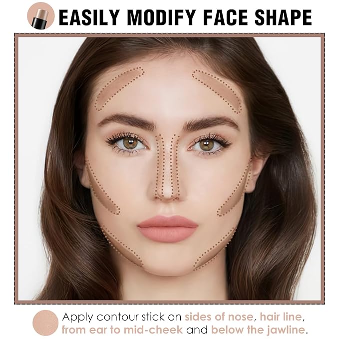 FOCALLURE Cream Contour Stick, Matte Bronzer Stick, Professional Face Shaping & Contouring Stick Makeup, Easy to Apply with Buildable Coverage, Long Lasting & Sweatproof, TORTILLA-Velvo Beauty