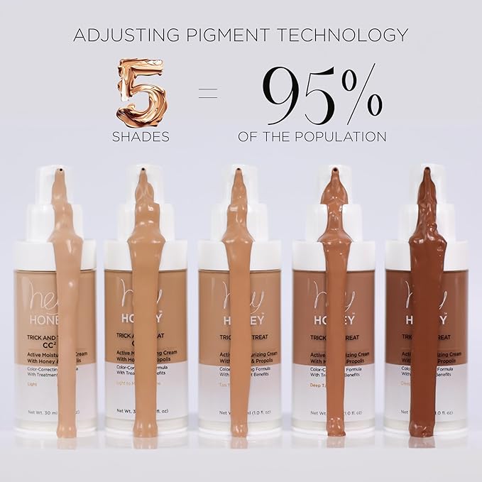 Hey Honey Trick and Treat CC Cream SPF 46 | Active Moisturizing Color Correcting Cream with Honey & Propolis | Best Cover For Rosacea, Skin Redness & Mature Skin | Cruelty-Free | 1 oz (Light-Medium)-Velvo Beauty