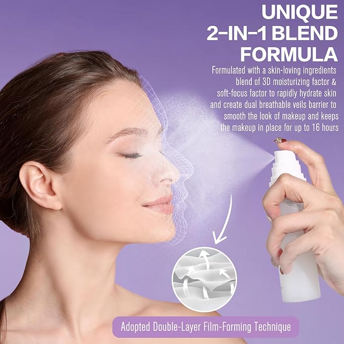 UCANBE Dewy Setting Spray for Makeup, Long Lasting Hydrating Make Up Finishing Spray for Face, Micro-Fine Mist Fixing Spray for Dewy Glow Finish, Lightweight & Waterproof for up to 16 Hours Wear-Velvo Beauty