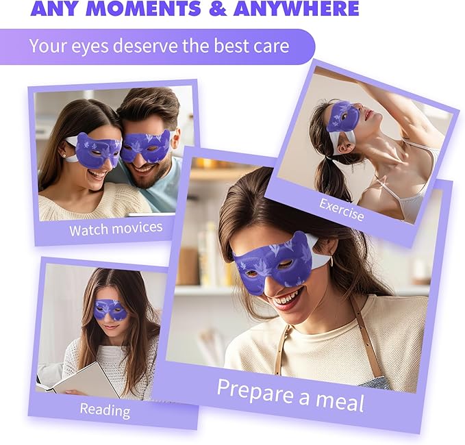 18 Packs Lavender Steam Eye Masks for Dry Eyes 40 Mins Warm Eye Mask Heated Eye Mask Reduce Puffiness Dark Circles Travel Essentials Eye Masks for Sleep Disposable(Lavender,Hollow)-Velvo Beauty