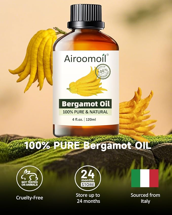 Bergamot Essential Oil Pure Citrus Oils Aromatherapy for Natural Reed Diffuser & Soap Making Fall Scents Room Spray Skin 4 Fl Oz-Velvo Beauty