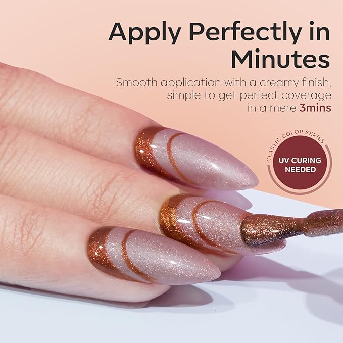 modelones Chameleon Gel Nail Polish Set, 6 Colors Fall Gel Polish Kit Nude Brown Glitter Shimmer Soak Off LED Nail Lamp Gel Nail Kit Home Gift DIY Salon For Women Girl-Velvo Beauty