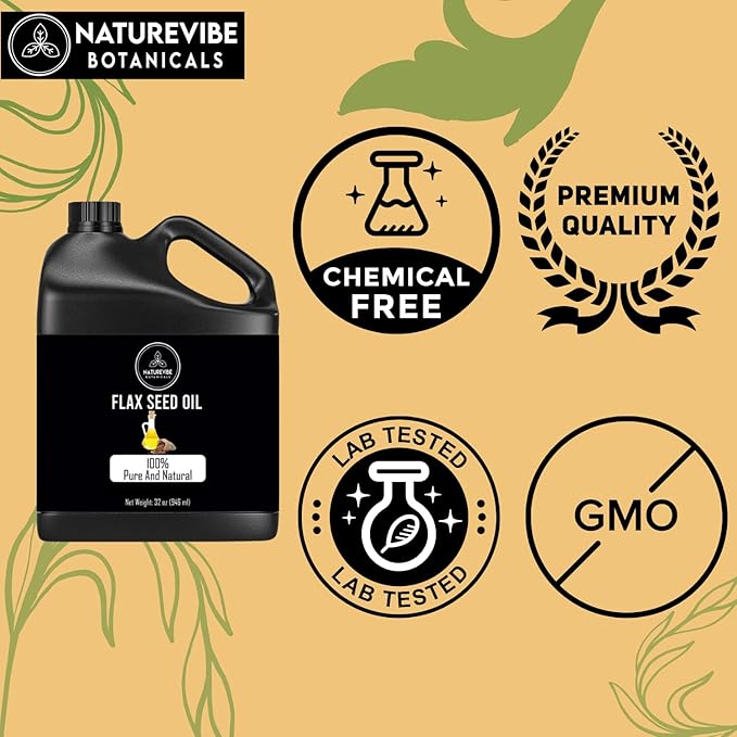 Naturevibe Botanicals Flaxseed Oil 32 Ounces | 100% Pure and Natural | Great for Skin Care and Hair Care-Velvo Beauty