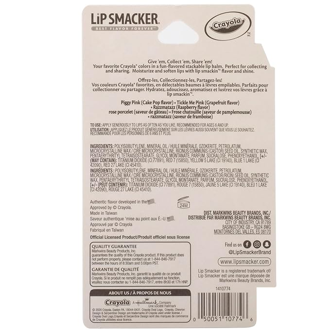 Lip Smacker Crayola Crayon Stackable Flavored Clear Balm Pink, Pinks, 0.03 Ounce-Velvo Beauty
