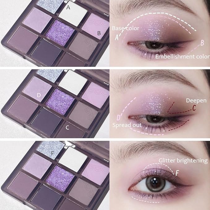 9 Colors Purple Silver White Tan Grape Matte Shimmer Eyeshadow Palette for Eye Makeup,High Pigmented Brown Eye Shadow Primers Powder Palet de sombras de ojos-Velvo Beauty