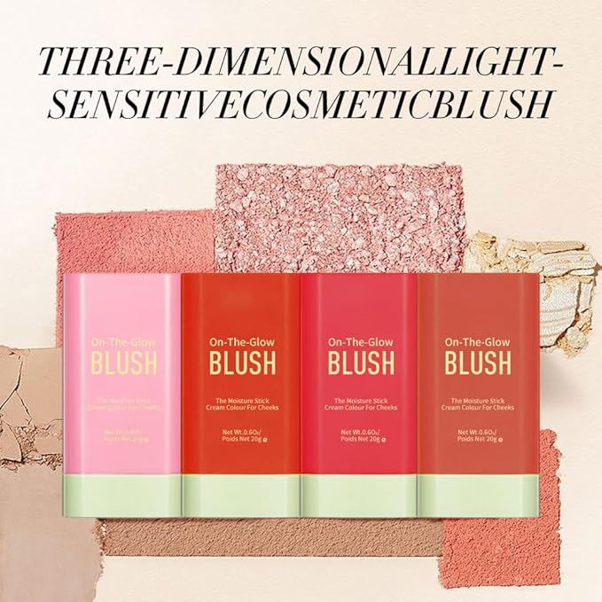 3-in-1 Cream Blush Stick for Cheeks Lips Eyes, Waterproof Natural Finish Tinted Makeup Stick, Hydrating Multi-Use Blush Balm-Velvo Beauty