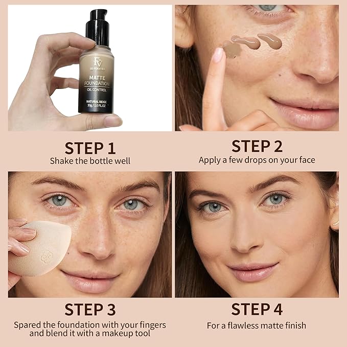FV Full Coverage Liquid Foundation, Lightweight & Concealing, Long Lasting Matte Foundation Makeup with Flawless Finish, Oil Control Waterproof Foundation for Oily Skin (Classic Ivory Matte)-Velvo Beauty