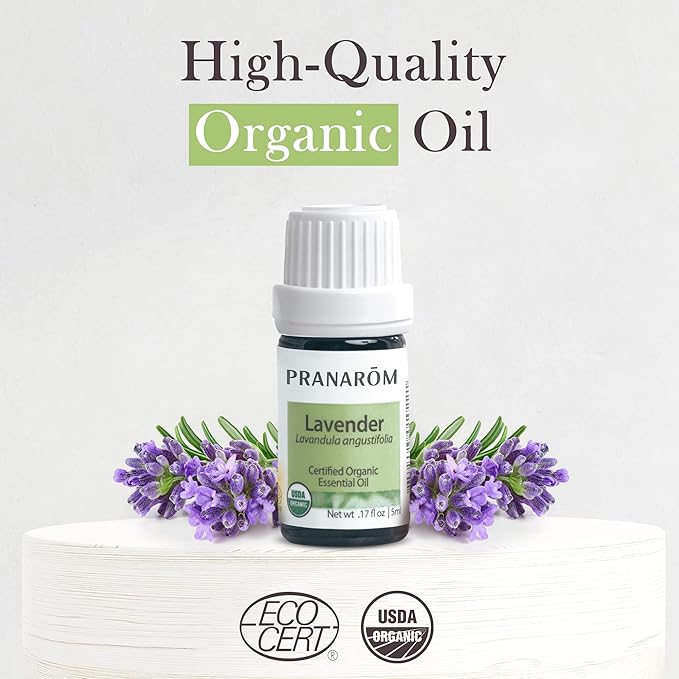 Pranarom USDA Certified Organic Lavender Essential Oil (5ml), 100% Pure Undiluted Therapeutic Grade from French Alps for Aromatherapy, Diffuser, Healthy Skin & Hair, Massage, Relaxation-Velvo Beauty