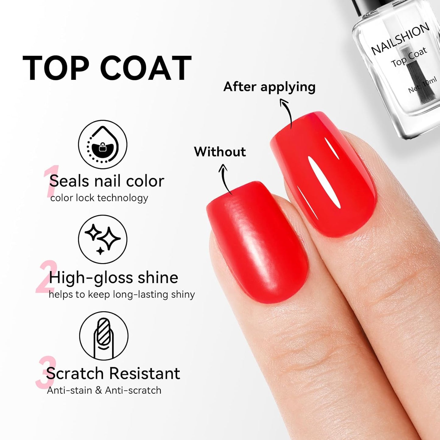 Base Coat and Top Coat, Clear Regular Nail Polish, Rich in VE Calcium Quick Air Dry Nail Strengthening Non Gel, 2Pcs Vegan Base Chip Resistant High Shine Long-lasting Nail Art Gift Set-Velvo Beauty