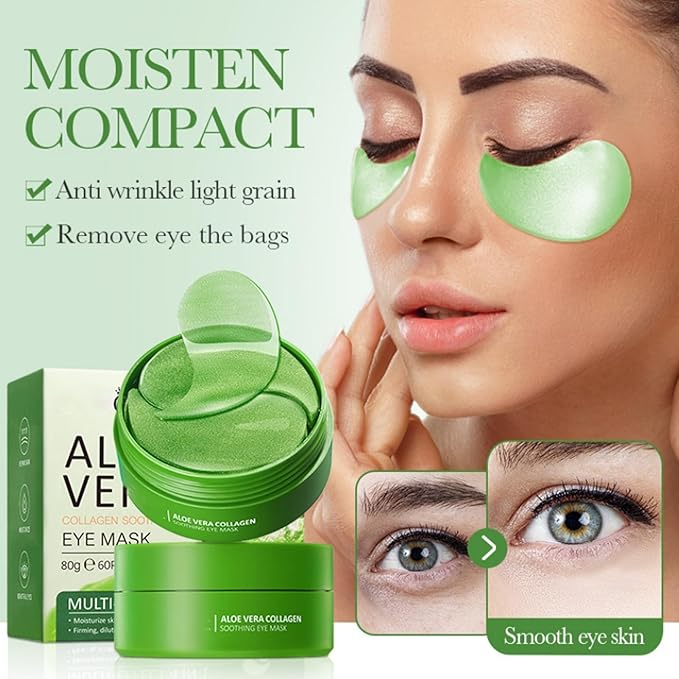Under Eye Patches for Dark Circles, Puffiness and Eye Bags, Aloe Vera Eye Mask,Wrinkle Treatment Anti-Aging Rejuvenating Moisturizing Skin Care 60PCS Collagen Eye Gel Pads Anti-Wrinkle Eye Patches-Velvo Beauty