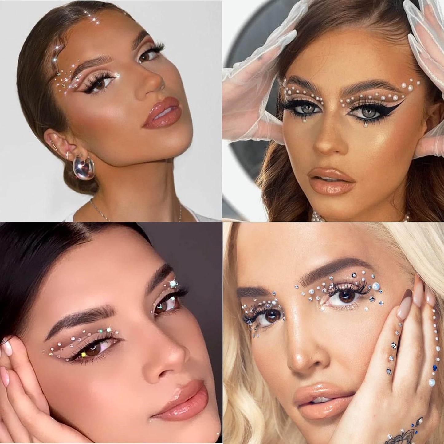 Nail Art Pearls Rhinestones with Glue Gel White Flatback Pearls Luxurious Nail Charms Supplies Accessories Colorful Nails Rhinestones Gems Jewelry for Women Nails Design-Velvo Beauty