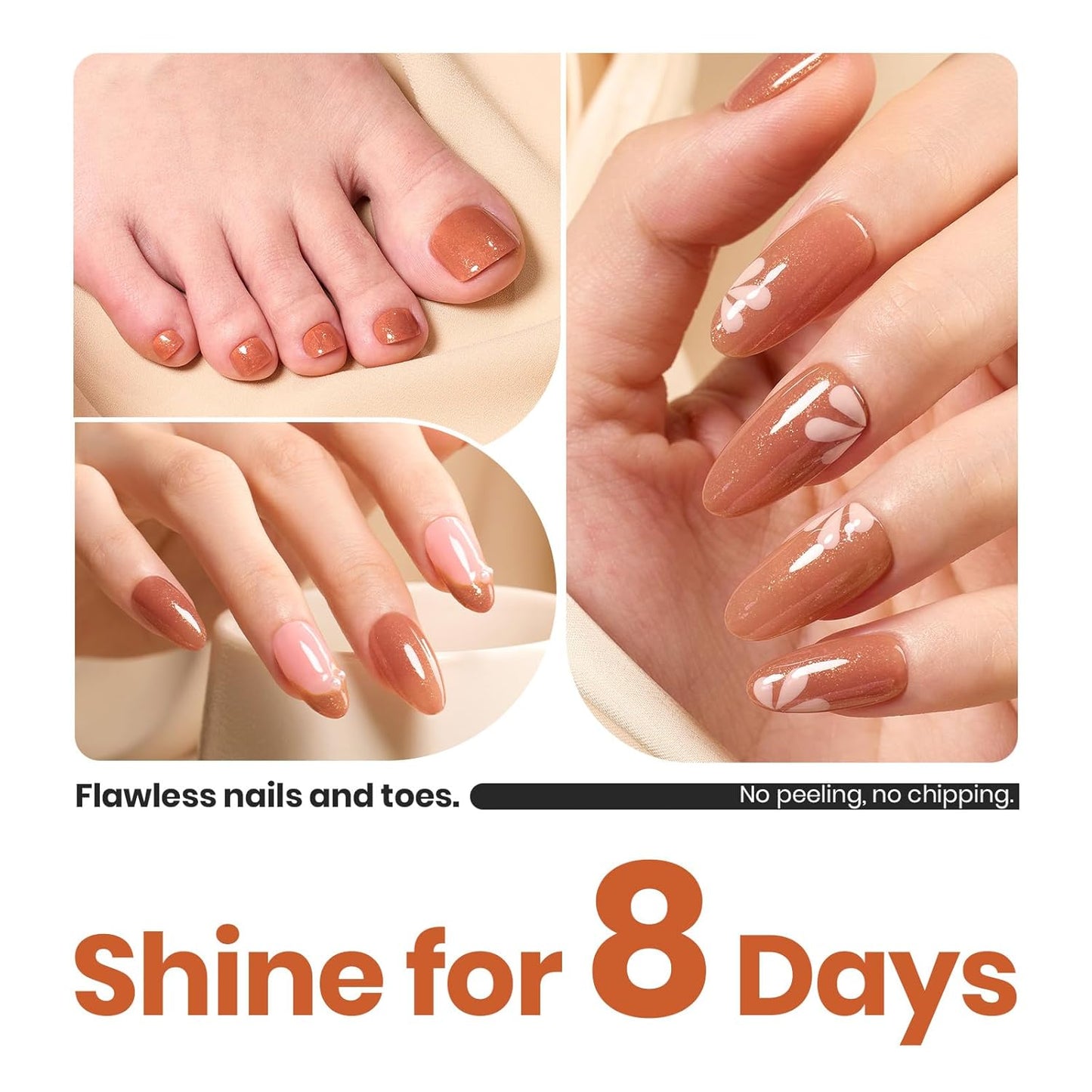 Beetles Glitter Brown Nail Polish –No UV Needed, Air Dry–Rosy Gold Shimmer Nude Rose Nail Lacquer–Fast Drying,Long Lasting,Salon-Quality Polish At-Home DIY-Velvo Beauty