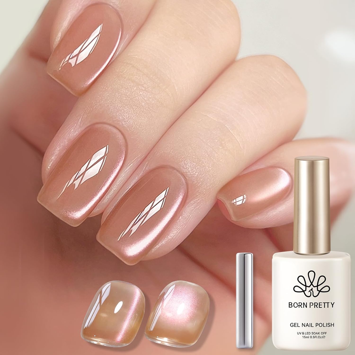 BORN PRETTY Cat Magnetic Eye Gel Nail Polish Crystal Light Vei Magnetic Gel Polish Nail Art Manicure DIY at Home 15ML-Velvo Beauty