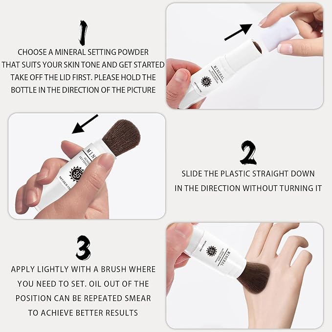 Mineral Sunscreen Setting Powder, SPF 35 Translucent Loose Powder, Mineral Brush Powder, Oil Control Natural Matte Finish, Lasting Lightweight Breathable for All Skin (#03 White)-Velvo Beauty