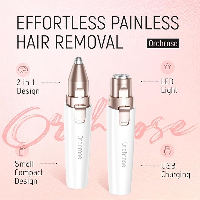 Rechargeable Facial Hair Remover for Women: 2-in-1 Device for Shaping Eyebrows and Removing Face Peach Fuzz (Pearl White)-Velvo Beauty