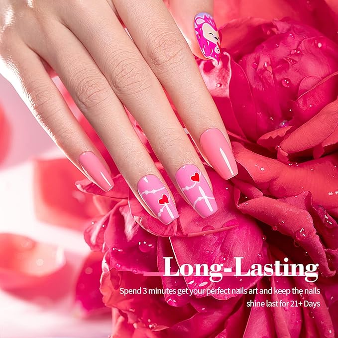 RARJSM Pink Gel Nail Polish Set 6 Pcs Pale Light Pink Neon Hot Pink Rose Glitter Fuchsia Sweet Cherry Colors Gel Polish Soak off 7.5ml UV LED Cured for Summer Home Salon Spring Nails-Velvo Beauty