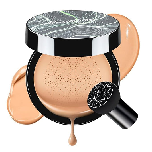 Air Cushion CC Cream Foundation - Mushroom Head BB Creams, Long Lasting Concealing Brightening, Moisturizer Face Cream,Facial Skin Care Makeup For All Skin Types (Medium Deep)-Velvo Beauty