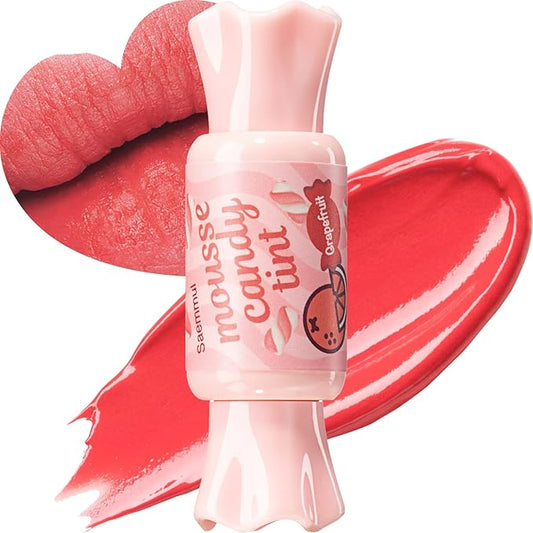 THESAEM Saemmul Mousse Candy Tint #4 Grapefruit Mousse - High Pigment Matte Finish Long Lasting Lip Stain with Honey Extracts to Hydrate Lips - Weightless & Smudge-Proof, 0.3 fl.oz.-Velvo Beauty