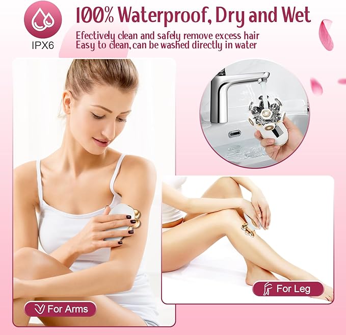 Electric Razors for Women,7D Gifts for Women,Cordless Electric Shaver with Detachable Head Wet/Dry Facial Hair Remover for Legs Painless Water Resistant (Gold)-Velvo Beauty