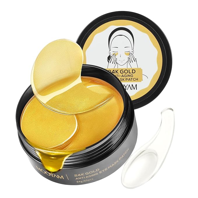 24k Gold Eye Treatment Maks 60PCS Under Eye Patch Cooling Under Eye Pads for Brightening Repairing and Refreshing Your Skin Under Eye Mask, Beauty Skin Care(gold)-Velvo Beauty