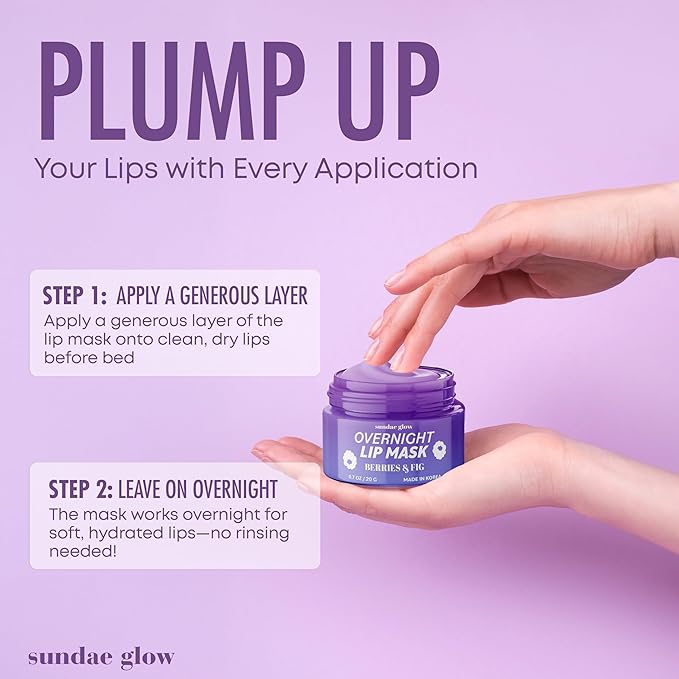 Berries & Fig Lip Mask - Dermatologist Tested, Anti-Aging, Korean Skin Care, Deep Hydration, Overnight Lip Repair - Non- GMO, Vegan, Clean Beauty, 95% Natural, Cruelty-Free - 1 Pack-Velvo Beauty