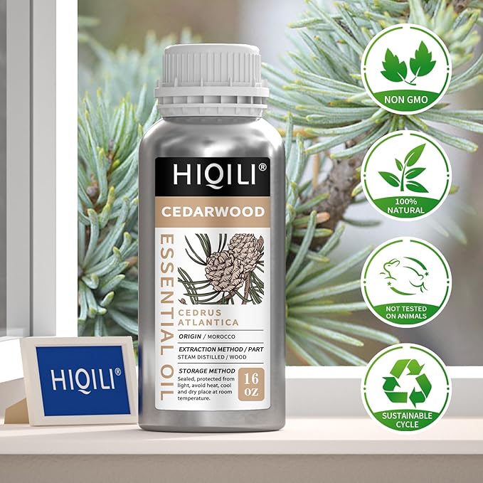 HIQILI 16 Fl Oz Cedarwood Essential Oil, Pure Natural Cedarwood Oil for Hair, Diffuser, Aromatherapy - 500ML-Velvo Beauty