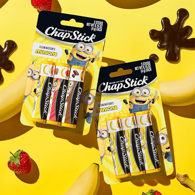 ChapStick Bulk Lip Balm Sets, Minions, 12 Banana Variety 3-Packs (36 Sticks Total), Party Favors for Kids, 0.15 Oz Ea-Velvo Beauty