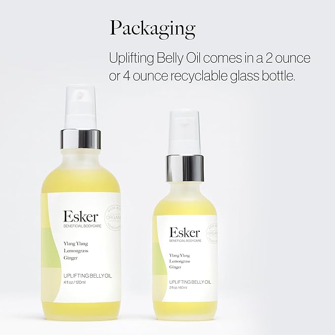 ESKER Natural Uplifting Belly Oil | (2.0oz) | Plant-Based Formulated with Antioxidants Promoting Deep Hydration and Cell Regeneration | Skin Stays Nourished and Resilient During Pregnancy-Velvo Beauty