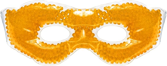 Gel Eye Mask, Orange - Cold Compress Ice Pack with Gel Beads - Microwave Safe for Heat Therapy - Great for Puffy Eyes, Dark Circles, Dry Eyes, Soothing Headaches-Velvo Beauty