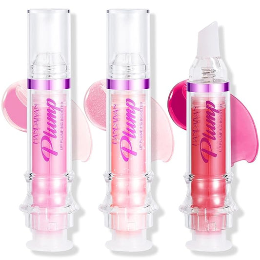 Natural Spicy Lip Plumping Booster Lip Plumping Oil，Lip Plumper Gloss, Ultra-Hydrating & Nourishing Plump and Pout Lip Plumper, Glossy Finish Fuller Lip Plumping Lip Gloss for Women Girls(3PC)-Velvo Beauty