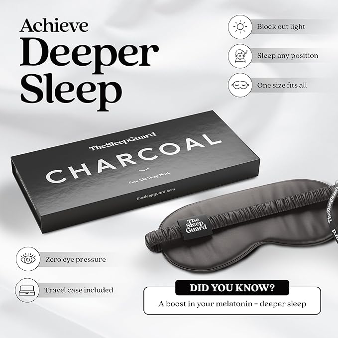 Pure Silk Sleep Mask [100% 6A Mulberry Silk, 22 Momme] Light Blocking Travel Essentials. Eye Masks for Sleeping. Black Oeko-Tex Blindfold. Eye Covers for Men & Women-Velvo Beauty