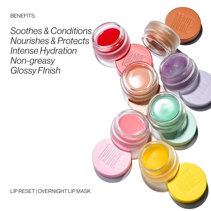 MAKE Beauty Lip Reset Overnight Lip Mask. Nourishing, Hydrating Lip Treatment for Dry, Flaky Lips. Plumps, Softens, and Smooths. Vanilla Veil Flavor-Velvo Beauty