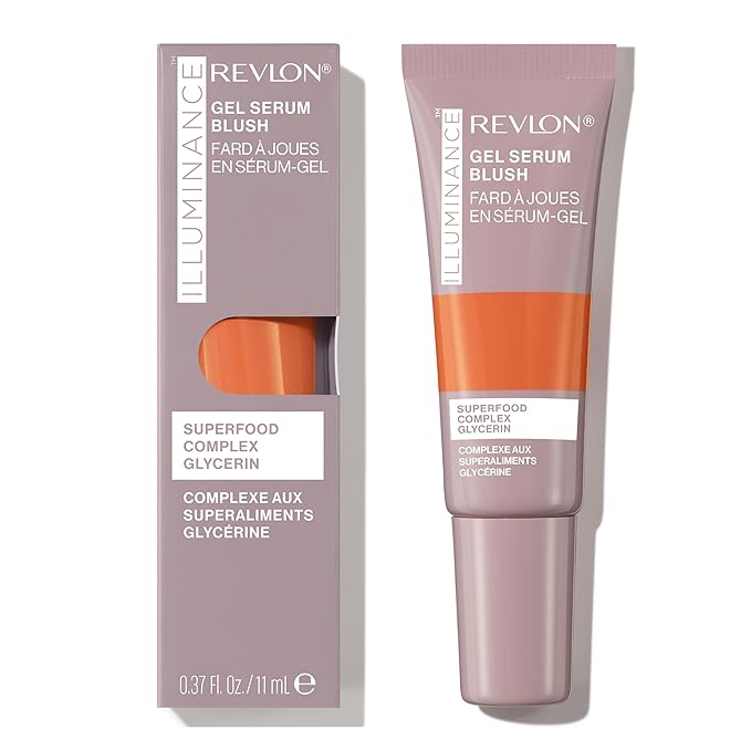 Revlon Illuminance Gel Serum Blush, Visibly Plump Cheeks, Dewy Finish and Hydrates All Day, 130 Beaming Coral, 0.37 fl oz.-Velvo Beauty
