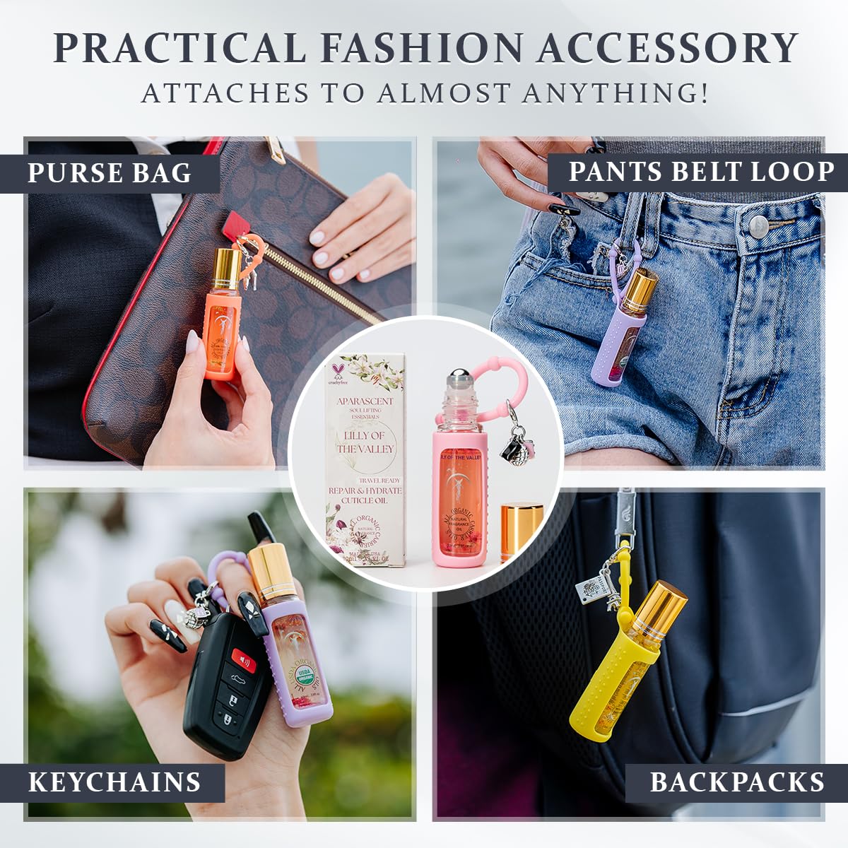 Lilly of The Valley Organic Nail Cuticle Oil Pen with Jojoba, Coconut MCT, and Rosehip for Nail Hydration, Growth & Strength, Travel Size Keychain(0.34 Fl Oz)-Velvo Beauty